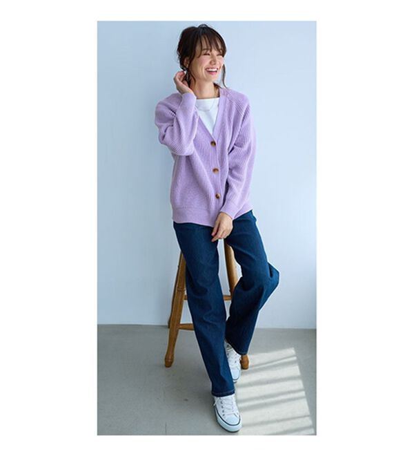 BELLUNA（ベルーナ）の「エコ素材ゆったりあぜ編ニットカーディガン（ニットカーディガン）」｜詳細画像