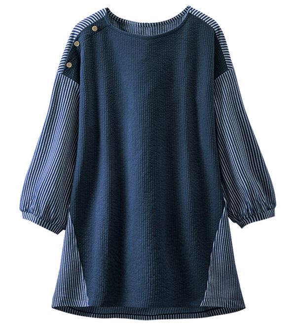 ルフラン（ルフラン）の「【３色組】涼やかサッカータック袖プルオーバー（カットソー）」｜詳細画像