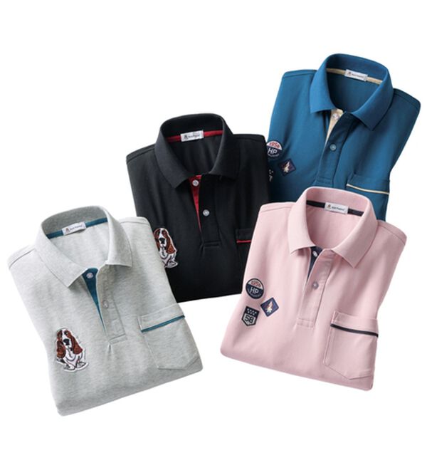 「＜ハッシュパピー＞配色長袖ポロシャツ（メンズポロシャツ）」｜詳細画像