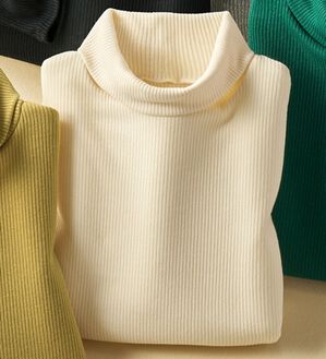 BELLUNA（ベルーナ）の「まるでニット！サラッと軽いリブハイネックプルオーバー（カットソー）」｜アイボリー