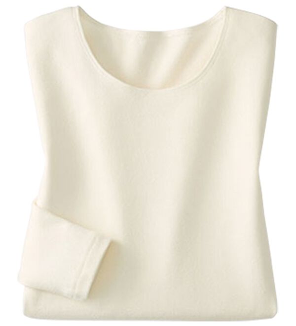 LAVIENNE（ラヴィエンヌ）の「超・暖　吸湿発熱　素肌よろこぶ綿１００％あったかインナー　クルーネックインナー（肌着・インナーウェア）」｜詳細画像