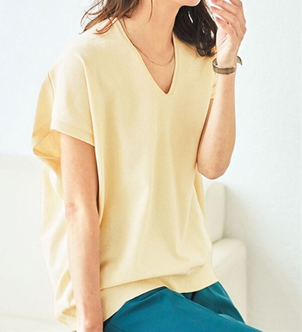 BELLUNA（ベルーナ）の「エコニットフレンチスリーブプルオーバー（ニット・セーター）」｜アイボリー