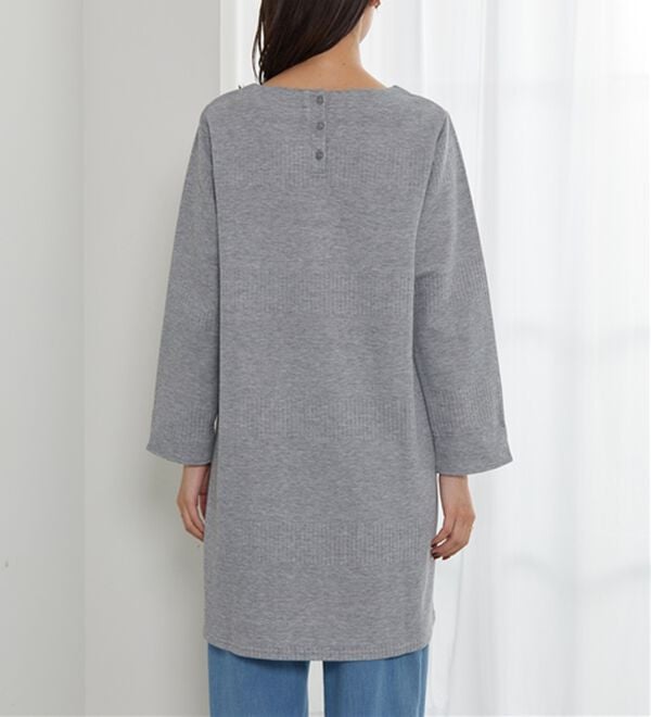 BELLUNA（ベルーナ）の「後ろボタンボーダージャカードワンピース（その他ワンピース）」｜詳細画像