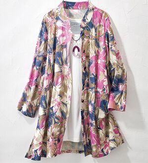 ルフラン（ルフラン）の「軽やか麻混花柄ジャケット（その他ジャケット）」｜ピンク系