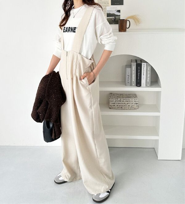 GeeRA（ジーラ）の「フロントジップハイウエストサロペット（オールインワン）」｜詳細画像