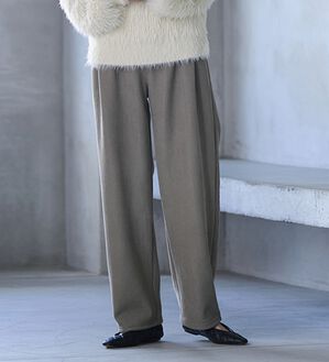 RANAN（ラナン）の「あったか裏ベロアニットコールワイドパンツ（ワイドパンツ・ガウチョ）」｜グレージュ