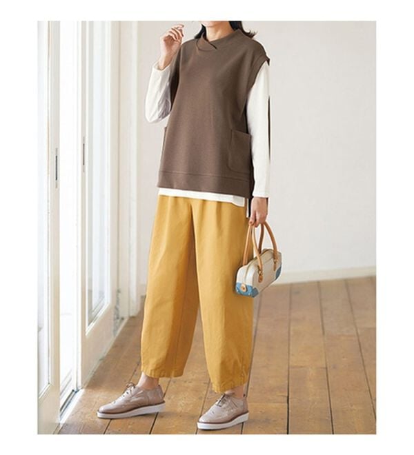 BELLUNA（ベルーナ）の「綿１００％やわらかチノゆったりパンツ（ワイドパンツ・ガウチョ）」｜詳細画像