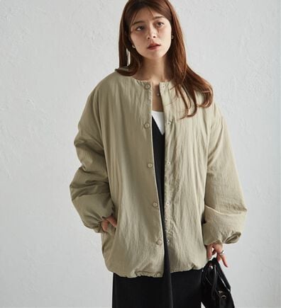 RANAN（ラナン）の「ノーカラーオーバーサイズ中わたブルゾン（ハーフコート）」