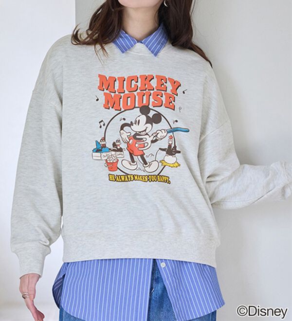 BELLUNA（ベルーナ）の「＜Ｄｉｓｎｅｙ＞【ミッキー】プリント裏毛ゆったりトレーナー（トレーナー・スウェット）」｜オートミール