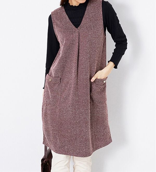 BELLUNA（ベルーナ）の「ツイード調タック使いジャンパースカート（チュニックワンピース）」｜詳細画像