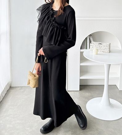 GeeRA（ジーラ）の「マルチフリルビスチェ＆リブワンピースセット（カットソーワンピース）」