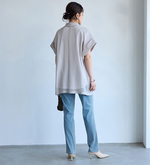 BELLUNA（ベルーナ）の「ヒンヤリ快適！接触冷感ニットデニムパンツ（フルレングスパンツ）」｜詳細画像