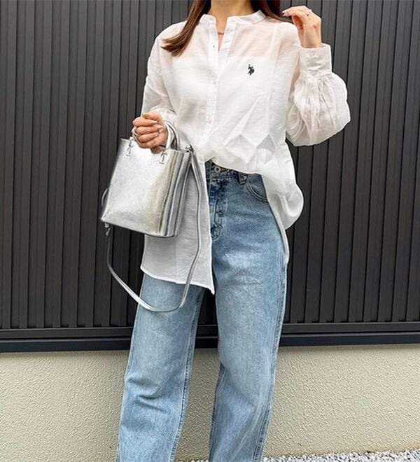 GeeRA（ジーラ）の「【Ｕ．Ｓ．　ＰＯＬＯ　ＡＳＳＮ．】バンドカラーシアーシャツ（シャツ）」｜詳細画像