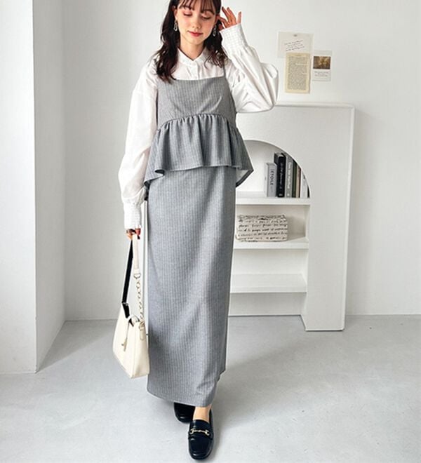 GeeRA（ジーラ）の「楽ちん！ペプラムキャミワンピース（カットソーワンピース）」｜詳細画像