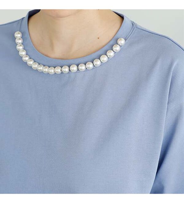 GeeRA（ジーラ）の「コットン天竺パール付デザイントップス（Tシャツ）」｜詳細画像