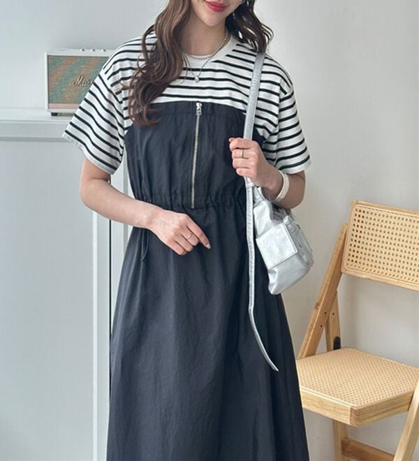 GeeRA（ジーラ）の「ハーフジップビスチェドッキングワンピース（その他ワンピース）」｜詳細画像