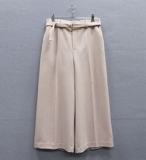 BELLUNA（ベルーナ）の「ウーリッシュ素材ベルト付ワイドパンツ（その他パンツ）」｜トープ