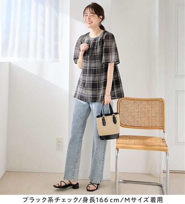 Viola e Viola（ヴィオラ エ ヴィオラ）の「【毎日着たい】カットソー裏地付ギャザーデザインブラウス（ブラウス）」｜詳細画像