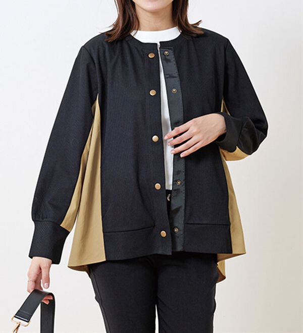 BELLUNA（ベルーナ）の「【Ｌａｇｒｉｌｕａ】異素材切替バックフレアー配色カーディガン（その他カーディガン）」｜詳細画像