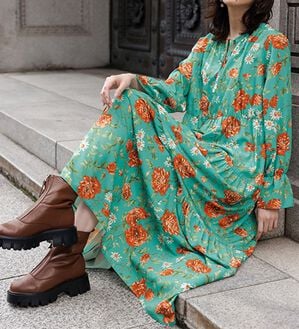 RANAN（ラナン）の「レトロフラワーティアードワンピ（その他ワンピース）」｜ミント系