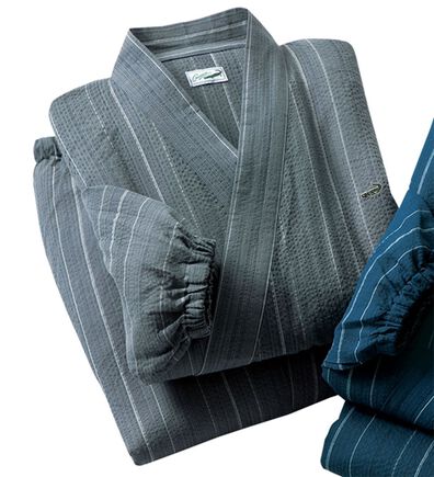 「＜クロコダイル＞品格漂う綿１００％絣調しじら作務衣（メンズ和装・浴衣・和装グッズ）」