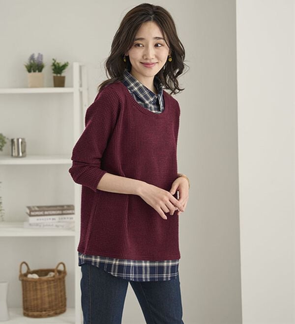 BELLUNA（ベルーナ）の「異素材重ね着風チュニック（チュニック）」｜詳細画像