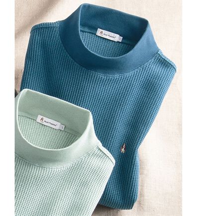 「＜ハッシュパピー＞杢調ワッフル地ハイネックトレーナー（メンズトレーナー）」