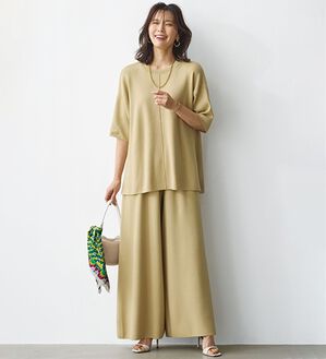 BELLUNA（ベルーナ）の「ゆるっとキレイ！ニット素材リラックスセットアップ（セットアップ）」｜キャメル