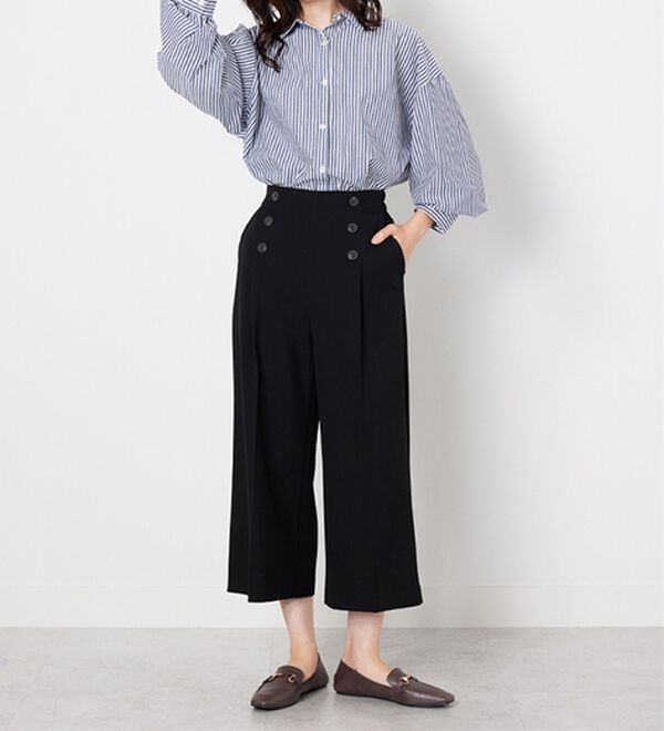 BELLUNA（ベルーナ）の「ストレッチ素材ボタン使いワイドパンツ（その他パンツ）」｜詳細画像