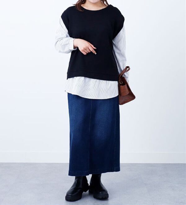 BELLUNA（ベルーナ）の「あぜ素材シャツフェイクチュニック（チュニック）」｜詳細画像