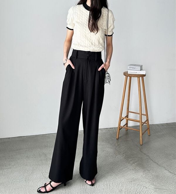 GeeRA（ジーラ）の「着心地抜群！ハイウエストダブルタックワイドパンツ（フルレングスパンツ）」｜詳細画像