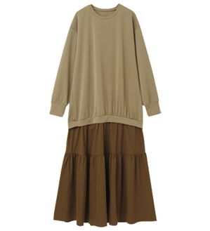 RANAN（ラナン）の「ティアードドッキングワンピース（ドッキングワンピース）」｜ベージュ系