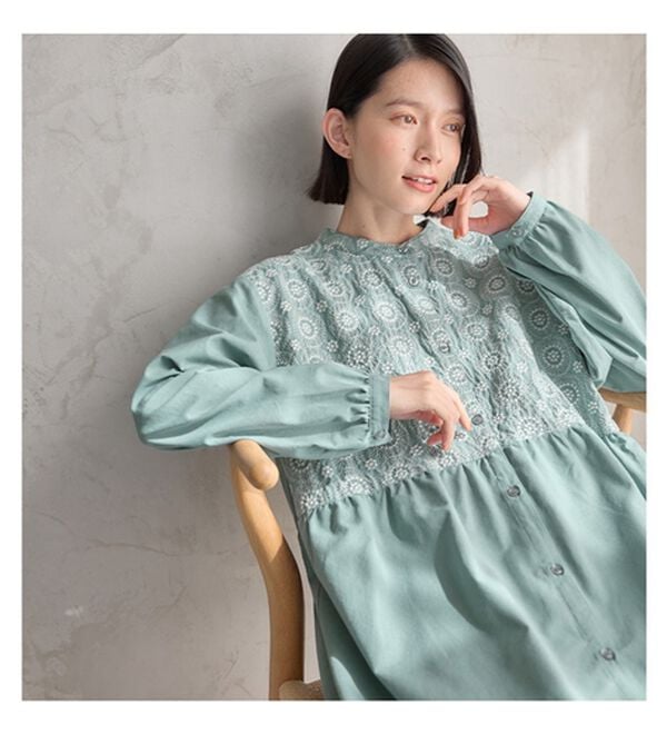 Viola e Viola（ヴィオラ エ ヴィオラ）の「パッと華やぐ繊細刺しゅうの大人シャツワンピース（シャツワンピース）」｜詳細画像