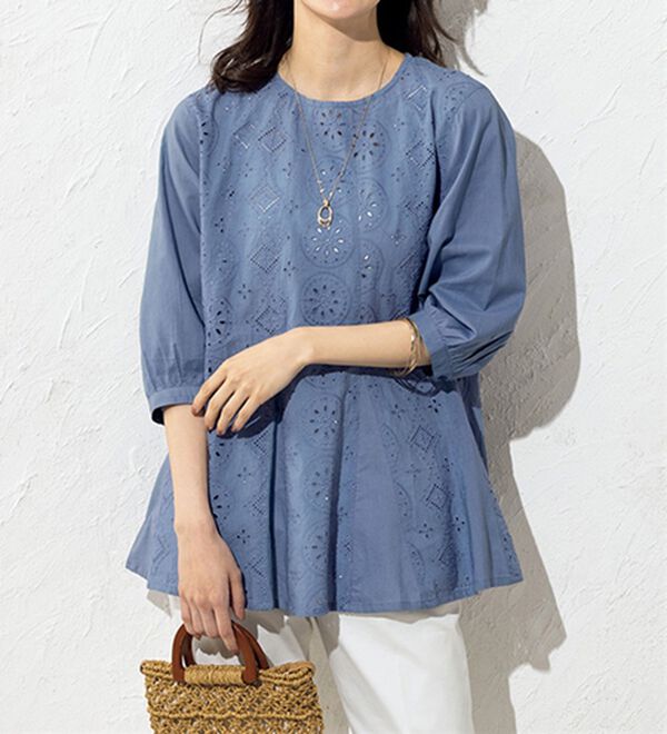 ルフラン（ルフラン）の「刺しゅうレースの切替ブラウス（ブラウス）」｜詳細画像