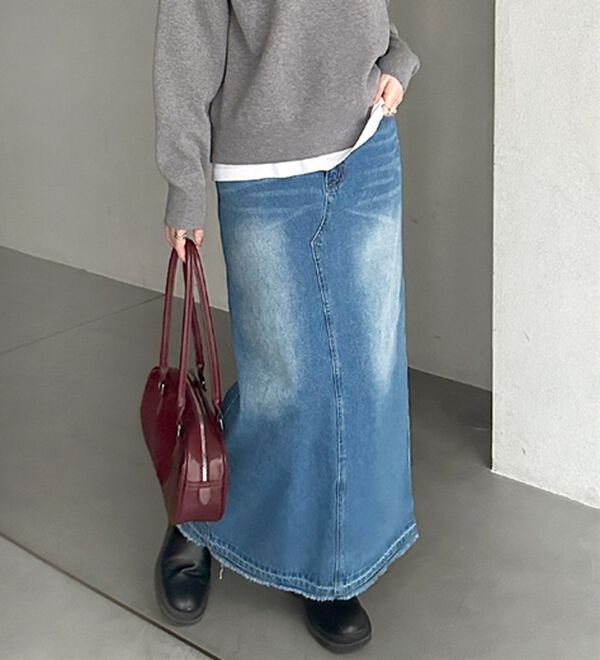 GeeRA（ジーラ）の「バックスリットデニムロングスカート（ロングスカート）」｜詳細画像