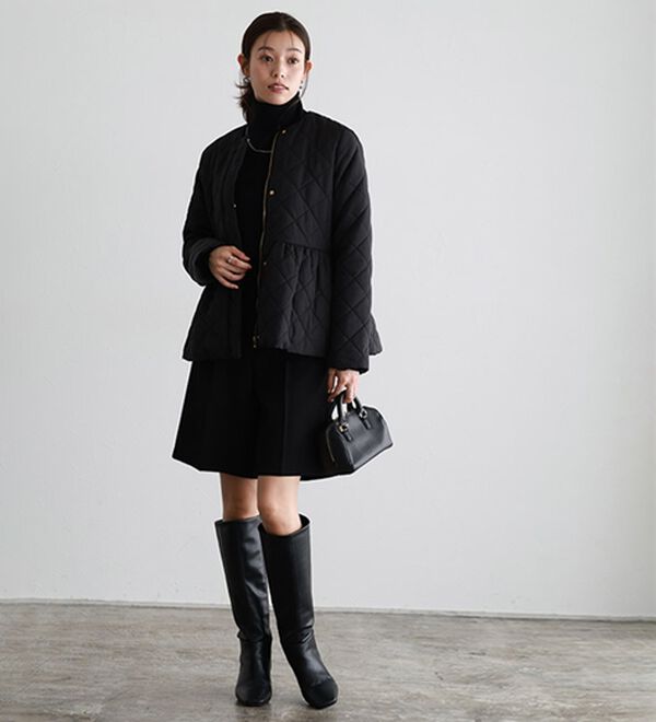 Pierrot（ピエロ）の「ノーカラーフレアキルティングブルゾン（ブルゾン）」｜詳細画像