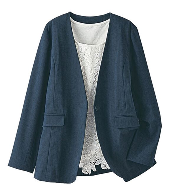 BELLUNA（ベルーナ）の「カジュアルコーデにきちんと感を！ノーカラージャケット（ノーカラージャケット）」｜詳細画像