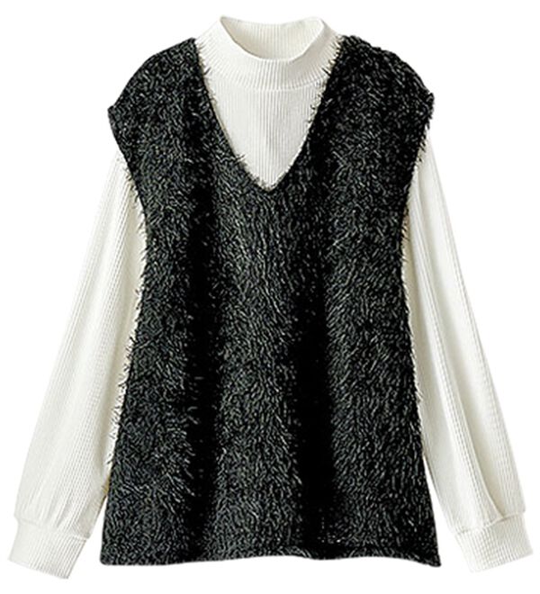 BELLUNA（ベルーナ）の「上品シャギー素材ベストアンサンブル（アンサンブル）」｜詳細画像