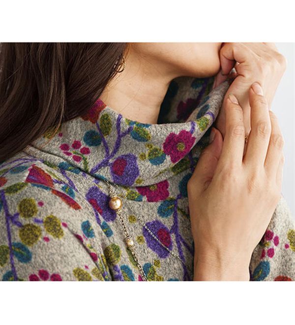 BELLUNA（ベルーナ）の「花柄プリント起毛カットソーチュニック（チュニック）」｜詳細画像