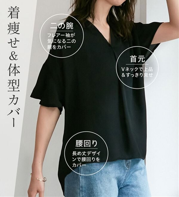 GeeRA（ジーラ）の「サラサラ涼しい！着やせも叶うフレアー袖ブラウス（ブラウス）」｜詳細画像