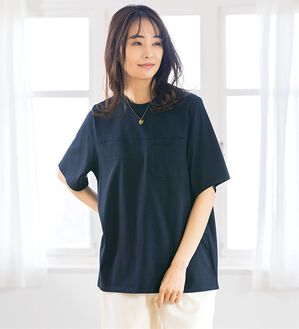 ルフラン（ルフラン）の「＜ｆｕ－ｕ＞日本製　綿１００％ステッチプルオーバー（カットソー）」｜ネイビー