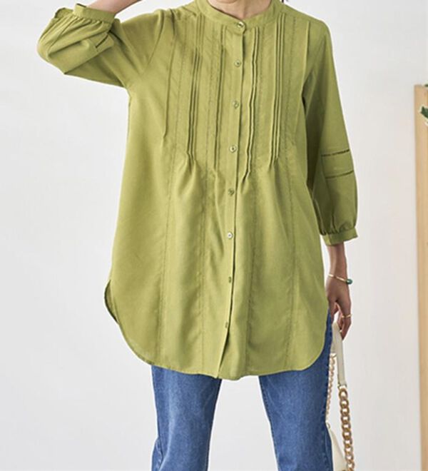 BELLUNA（ベルーナ）の「機能付リネン混ピンタック使いシャツチュニック（チュニック）」｜詳細画像