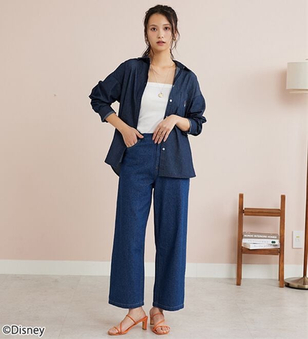 BELLUNA（ベルーナ）の「＜Ｄｉｓｎｅｙ＞刺しゅうデニムパンツ（ワイドパンツ・ガウチョ）」｜詳細画像