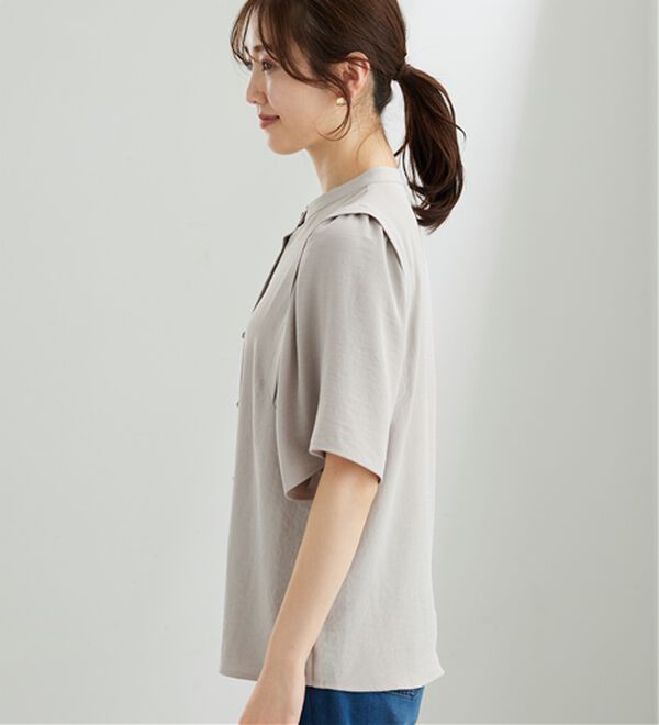 BELLUNA（ベルーナ）の「【快適Ｌａｂ．】お手入れ楽々ビンテージ調素材ブラウス（ブラウス）」｜詳細画像