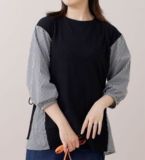 BELLUNA（ベルーナ）の「サイドリボン使い切替チュニック（チュニック）」｜黒