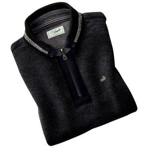 「＜クロコダイル＞裏起毛ジップ衿トレーナー（メンズトレーナー）」｜ブラック