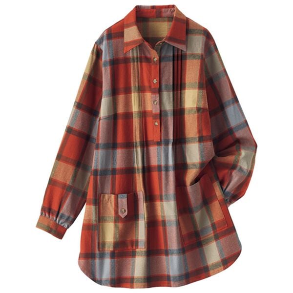 BELLUNA（ベルーナ）の「綿１００％起毛チェック柄かっぽうシャツ（パジャマ・ルームウェア）」｜詳細画像