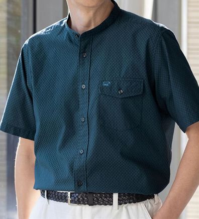 「＜ゴールデンベア＞バンドカラードビー織リラックスシャツ（メンズシャツ）」