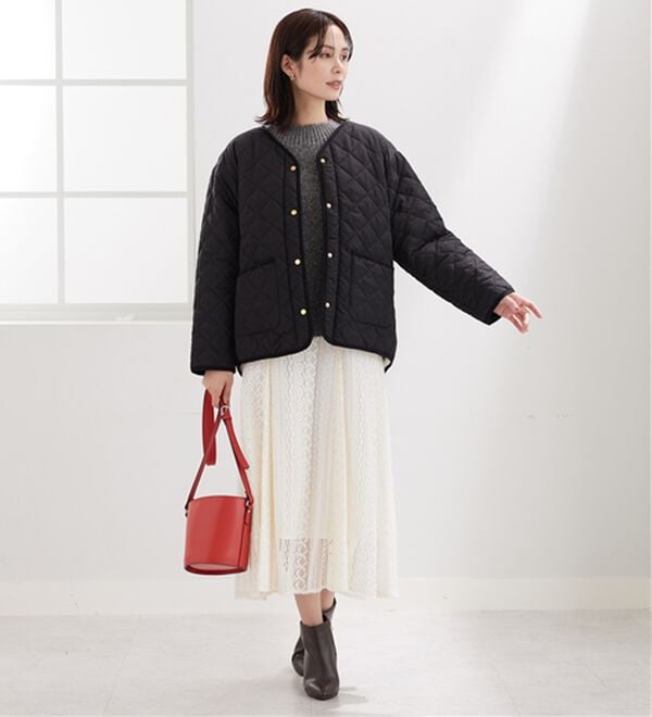 BELLUNA（ベルーナ）の「パイピング使い裏ボアキルトコート（ハーフコート）」｜詳細画像