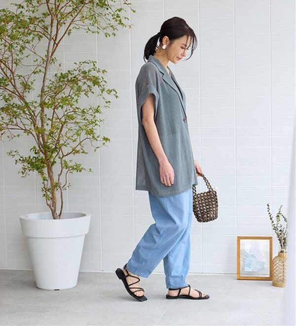 BELLUNA（ベルーナ）の「レーヨン麻入りゆったりワイドパンツ（フルレングスパンツ）」｜詳細画像